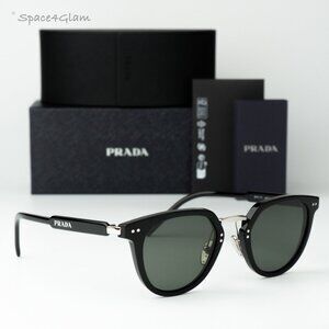 Prada Women Sunglasses Black Green Polarized Oval PR17YS 1AB03R BRAND NEW